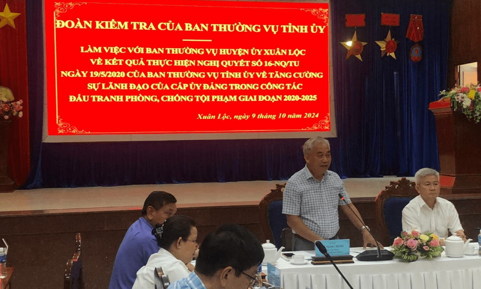 Kiểm tra thực hiện Nghị quyết số 16-NQ/TU, ng&amp;#224;y 19/5/2020 của Ban Thường vụ Tỉnh ủy về c&amp;#244;ng t&amp;#225;c đấu tranh ph&amp;#242;ng, chống tội phạm tại Ban Thường vụ Huyện ủy Xu&amp;#226;n Lộc